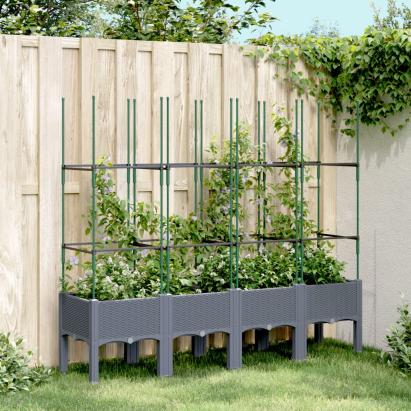 Jardinieră de grădină cu spalier, gri, 160x40x142,5 cm, PP GartenMobel Dekor