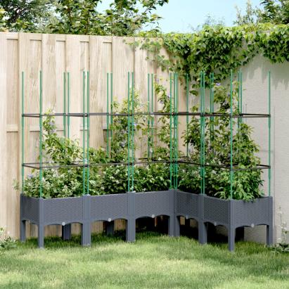 Jardinieră de grădină cu spalier, gri, 160x120x142,5 cm, PP GartenMobel Dekor
