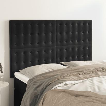 Tăblii de pat, 4 buc, negru, 72x5x78/88 cm, catifea GartenMobel Dekor
