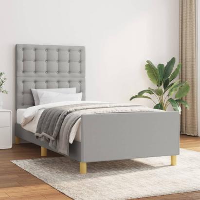 Cadru de pat cu tăblie, gri deschis, 80x200 cm, textil GartenMobel Dekor