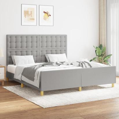 Cadru de pat cu tăblie, gri deschis, 160x200 cm, textil GartenMobel Dekor