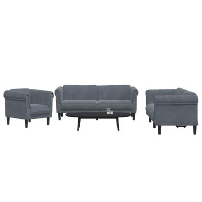 Set de canapele, 3 piese, gri închis, catifea GartenMobel Dekor