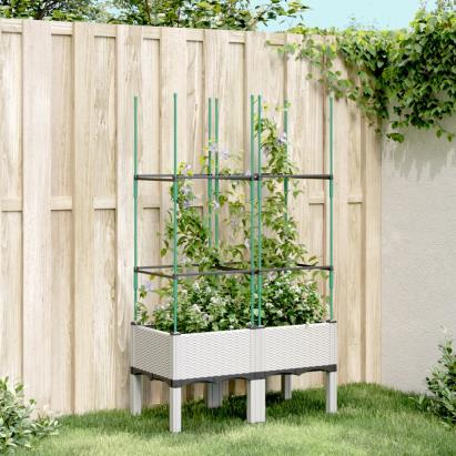 Jardinieră de grădină cu spalier, alb, 80x40x142,5 cm, PP GartenMobel Dekor