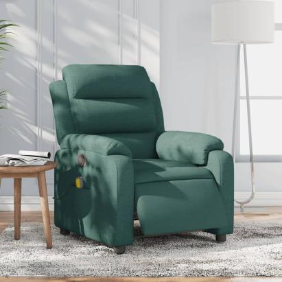 Fotoliu electric de masaj rabatabil, verde închis, textil GartenMobel Dekor
