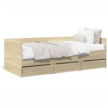 Cadru pat cu sertare, stejar sonoma, 100x200 cm, lemn prelucrat GartenMobel Dekor