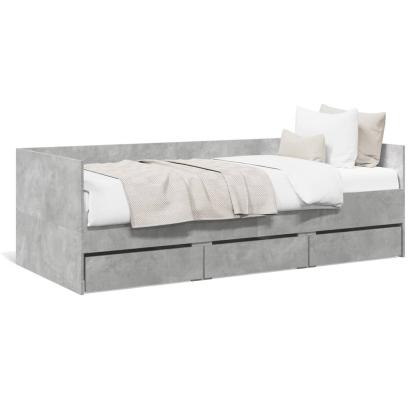 Cadru pat de zi cu sertare gri beton 100x200 cm lemn prelucrat GartenMobel Dekor