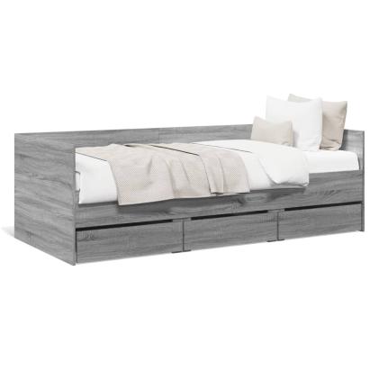 Cadru pat de zi cu sertare gri sonoma 100x200 cm lemn prelucrat GartenMobel Dekor