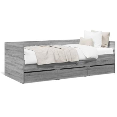 Cadru pat de zi cu sertare gri sonoma 75x190 cm lemn prelucrat GartenMobel Dekor