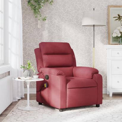 Fotoliu de masaj rabatabil, roșu vin, material textil GartenMobel Dekor