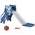 Tobogan pentru copii, 2 in 1, cu cos baschet, pompa, PE, albastru si gri, 60x133x70 cm GartenVIP DiyLine