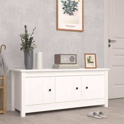 Dulap pentru pantofi, alb, 110x38x45,5 cm, lemn masiv pin GartenMobel Dekor