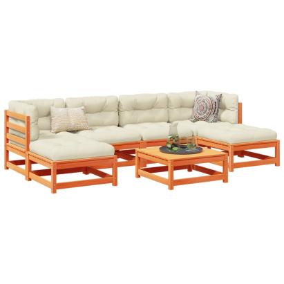 Set canapele grădină cu perne, 7 piese, maro, lemn masiv de pin GartenMobel Dekor