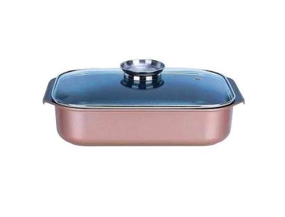 Tavă Royalty Line antiaderentă, cu înveliș de marmură și capac de sticlă, 5.3 L. Handy KitchenServ