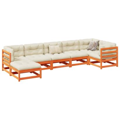 Set canapele grădină cu perne, 7 piese, maro, lemn masiv de pin GartenMobel Dekor