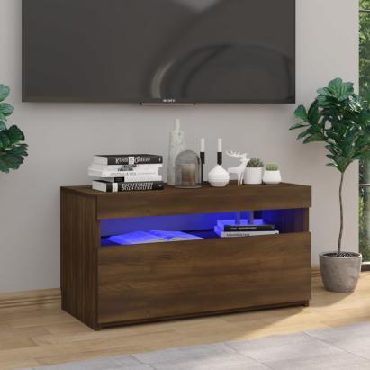 Comodă TV cu lumini LED, stejar maro, 75x35x40 cm GartenMobel Dekor