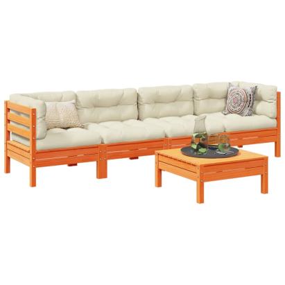 Set mobilier de grădină cu perne, 5 piese, lemn masiv de pin GartenMobel Dekor