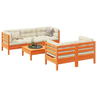 Set mobilier de grădină cu perne, 6 piese, lemn masiv de pin GartenMobel Dekor