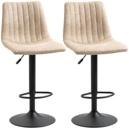 Set 2 scaune bucatarie/bar, Gary, rotative, poliester, otel, bej si negru, 47.5x57.5x95-116 cm GartenVIP DiyLine