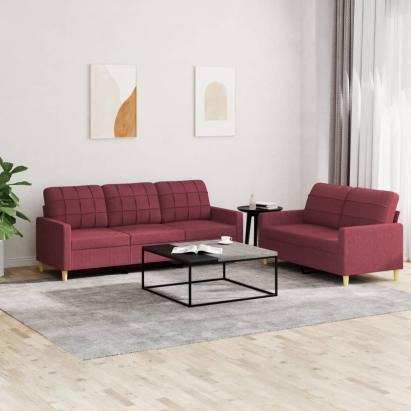 Set canapea cu perne, 2 piese, roșu vin, material textil GartenMobel Dekor