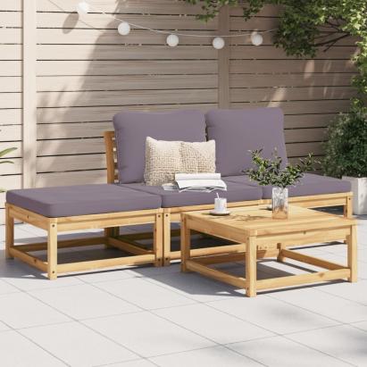 Set mobilier de grădină cu perne, 4 piese, lemn masiv de acacia GartenMobel Dekor