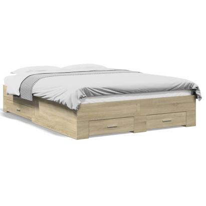 Cadru de pat cu sertare stejar sonoma 120x190 cm lemn prelucrat GartenMobel Dekor