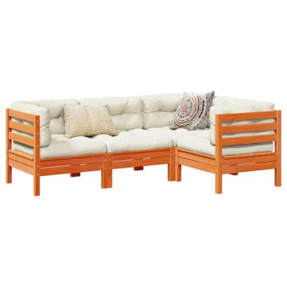 Set canapele grădină cu perne, 4 piese, maro ceruit, lemn pin GartenMobel Dekor