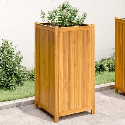 Jardinieră de grădină cu căptușeală, 50x50x100 cm, lemn acacia GartenMobel Dekor