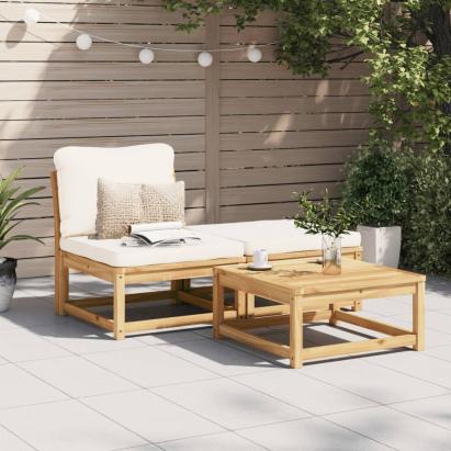 Set mobilier de grădină cu perne, 3 piese, lemn masiv acacia GartenMobel Dekor