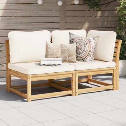 Set mobilier de grădină cu perne, 2 piese, lemn masiv de acacia GartenMobel Dekor