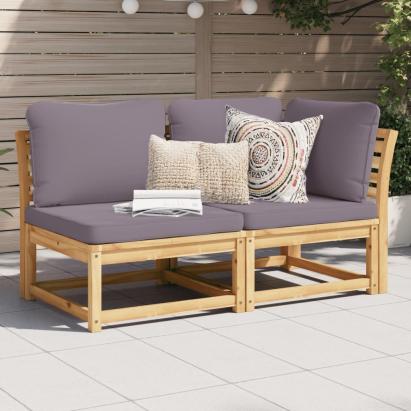 Set mobilier de grădină cu perne, 2 piese, lemn masiv de acacia GartenMobel Dekor
