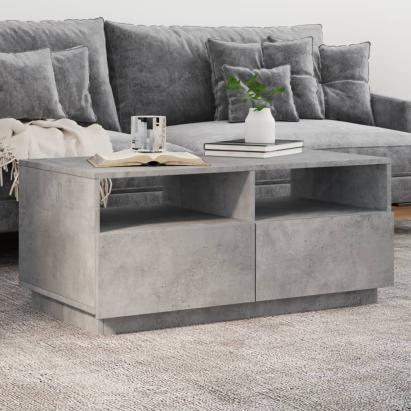 Măsuță de cafea cu lumini LED, gri beton, 90x49x40 cm GartenMobel Dekor
