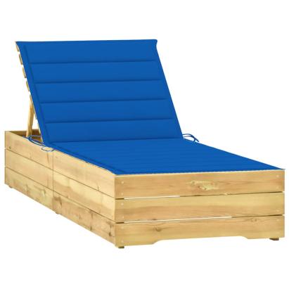 Șezlong cu pernă albastru regal, lemn de pin tratat GartenMobel Dekor