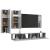 Set de dulapuri TV, 4 piese, gri beton, lemn prelucrat GartenMobel Dekor
