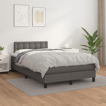 Pat box spring cu saltea, gri, 120x200 cm, piele ecologică GartenMobel Dekor