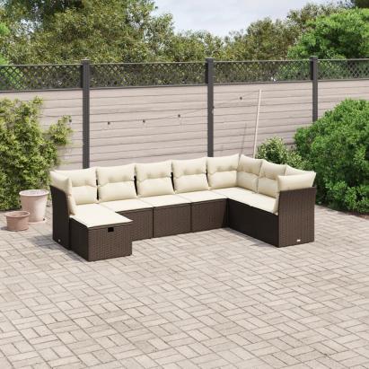 Set canapele de grădină cu perne, 8 piese, maro, poliratan GartenMobel Dekor