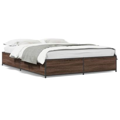 Cadru de pat, stejar maro, 140x190 cm, lemn prelucrat și metal GartenMobel Dekor