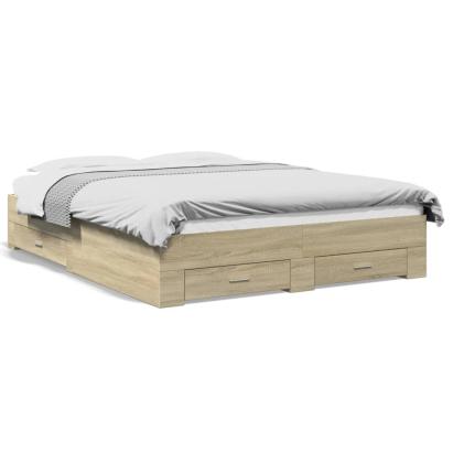 Cadru de pat cu sertare stejar sonoma 160x200 cm lemn prelucrat GartenMobel Dekor