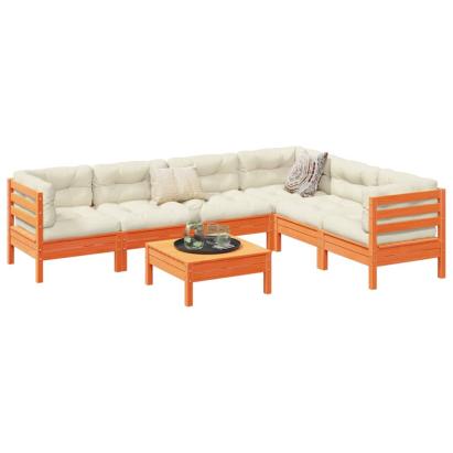 Set canapele grădină cu perne, 7 piese, maro, lemn masiv de pin GartenMobel Dekor