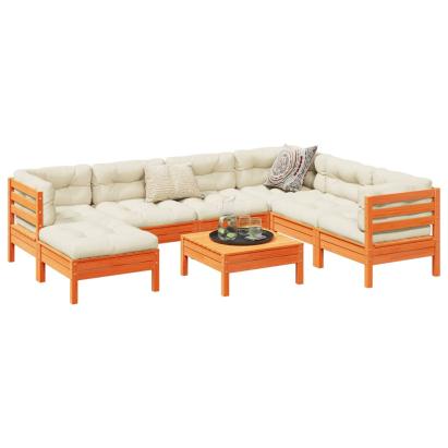Set canapele grădină cu perne, 8 piese, maro, lemn masiv de pin GartenMobel Dekor