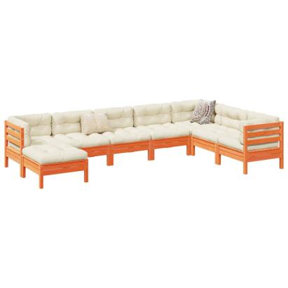 Set canapele grădină cu perne, 8 piese, maro, lemn masiv de pin GartenMobel Dekor