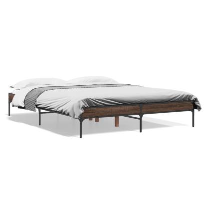Cadru de pat, stejar maro, 160x200 cm, lemn prelucrat și metal GartenMobel Dekor