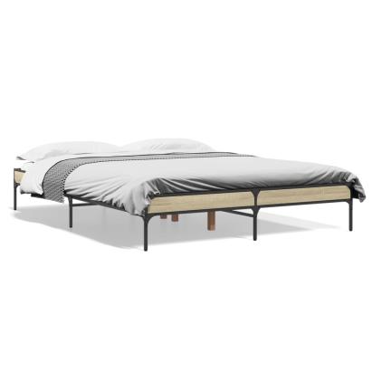 Cadru de pat, stejar sonoma, 150x200cm, lemn prelucrat și metal GartenMobel Dekor