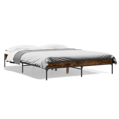 Cadru de pat, stejar fumuriu 150x200 cm lemn prelucrat și metal GartenMobel Dekor