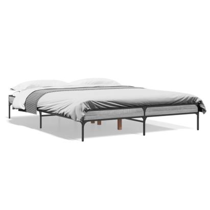 Cadru de pat, gri sonoma, 150x200 cm, lemn prelucrat și metal GartenMobel Dekor