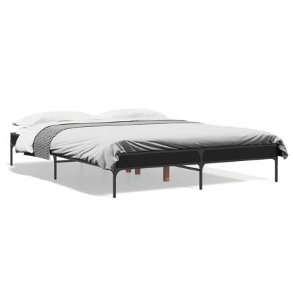 Cadru de pat, negru, 140x200 cm, lemn prelucrat și metal GartenMobel Dekor
