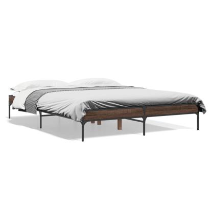 Cadru de pat, stejar maro, 140x200 cm, lemn prelucrat și metal GartenMobel Dekor