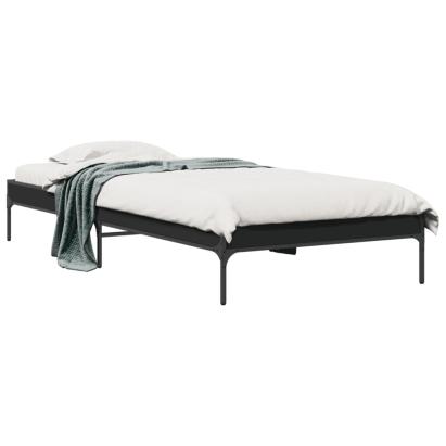 Cadru de pat, negru, 90x200 cm, lemn prelucrat și metal GartenMobel Dekor