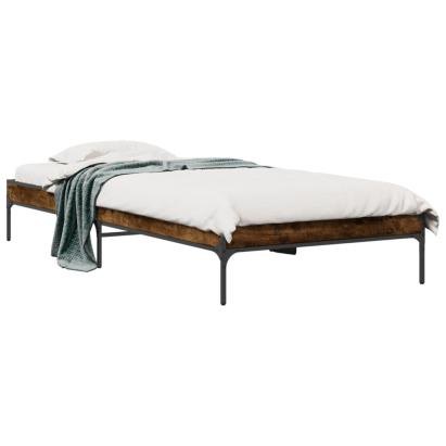 Cadru de pat, stejar fumuriu, 90x200cm, lemn prelucrat și metal GartenMobel Dekor
