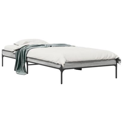 Cadru de pat, gri sonoma, 90x200 cm, lemn prelucrat și metal GartenMobel Dekor