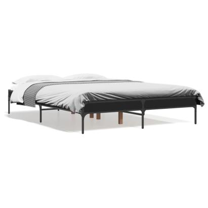 Cadru de pat, negru, 140x190 cm, lemn prelucrat și metal GartenMobel Dekor